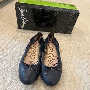 Sam Edelman Navy Ballet Flats Women's Size 9 Felicia Leather Rounded Toe